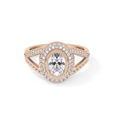 Oval Halo & Split Shank Pave Lab Grown Diamond Engagement Ring