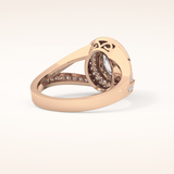 0.91 CT Oval Shaped Double Halo, Pave & Split Shank Moissanite Engagement Ring