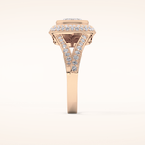 0.91 CT Oval Shaped Double Halo, Pave & Split Shank Moissanite Engagement Ring