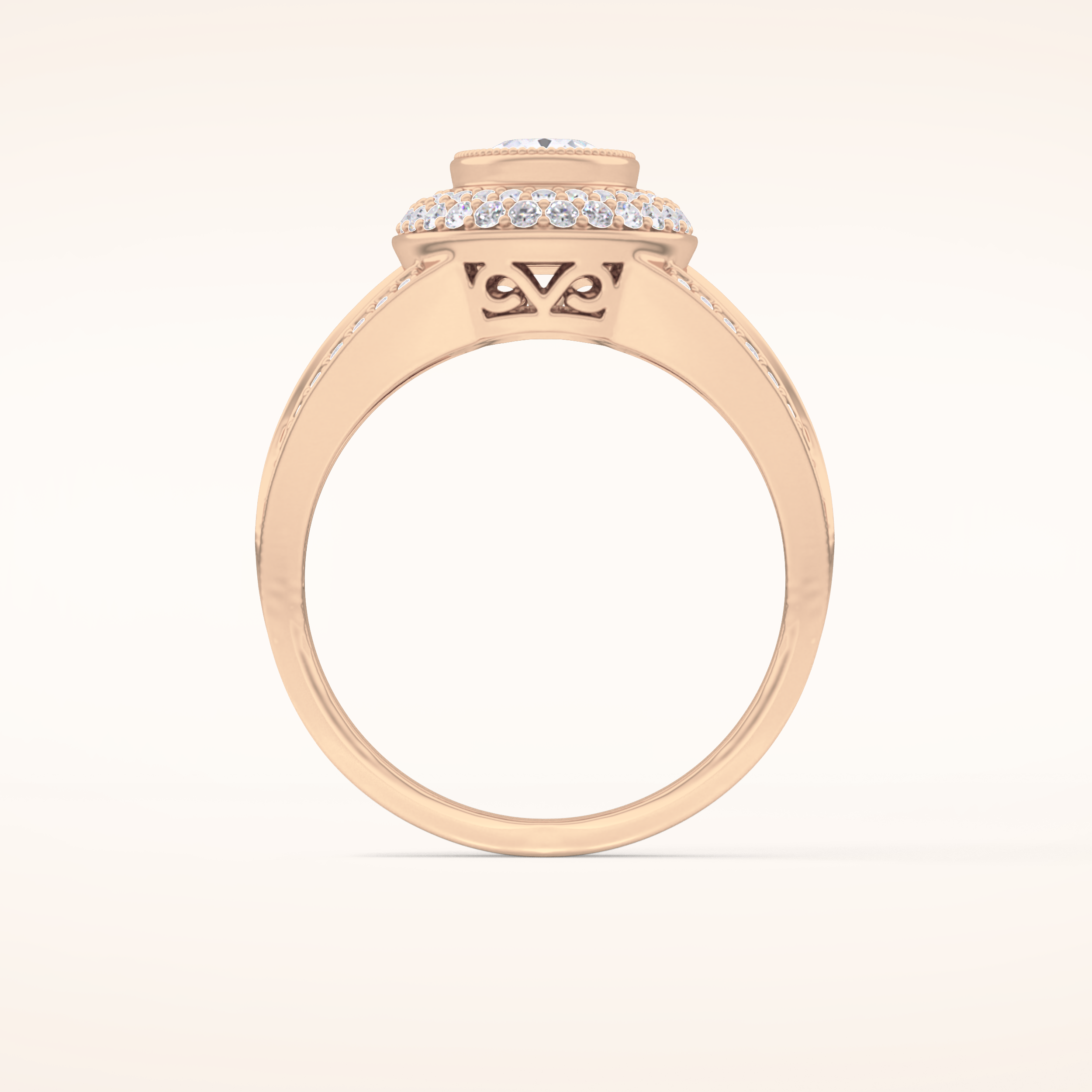 0.91 CT Oval Shaped Double Halo, Pave & Split Shank Moissanite Engagement Ring