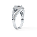 Oval Halo & Split Shank Pave Lab Grown Diamond Engagement Ring