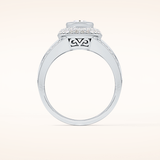 0.91 CT Oval Shaped Double Halo, Pave & Split Shank Moissanite Engagement Ring