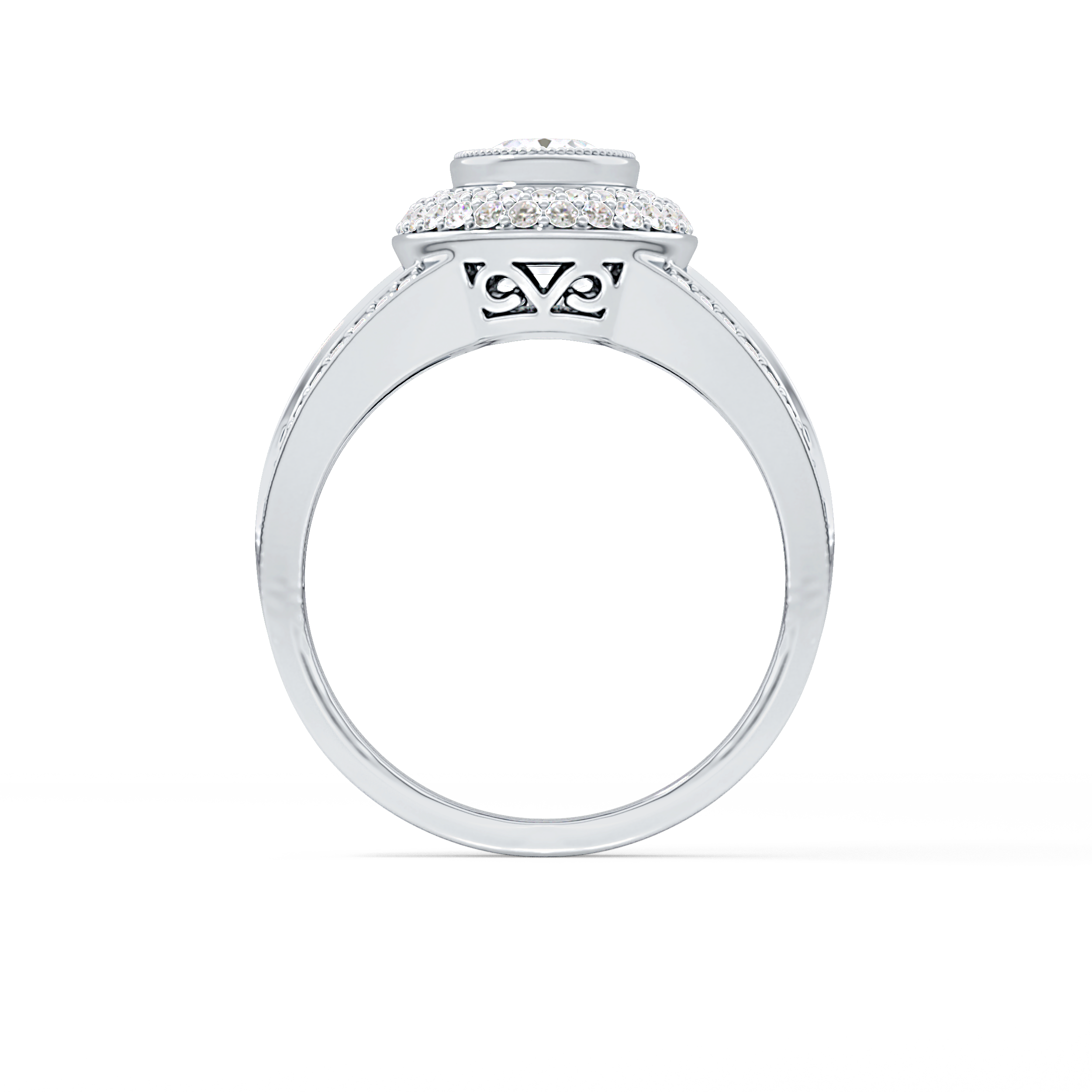 Oval Halo & Split Shank Pave Lab Grown Diamond Engagement Ring