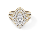 Marquise Double Halo & Split Shank Pave Lab Grown Diamond Engagement Ring