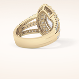1.5 CT Marquise Shaped Double Halo, Pave & Split Shank Moissanite Engagement Ring