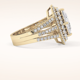 1.5 CT Marquise Shaped Double Halo, Pave & Split Shank Moissanite Engagement Ring