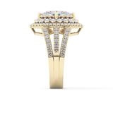 Marquise Double Halo & Split Shank Pave Lab Grown Diamond Engagement Ring