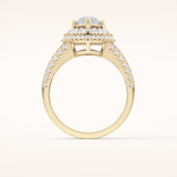 1.5 CT Marquise Shaped Double Halo, Pave & Split Shank Moissanite Engagement Ring