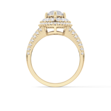 Marquise Double Halo & Split Shank Pave Lab Grown Diamond Engagement Ring