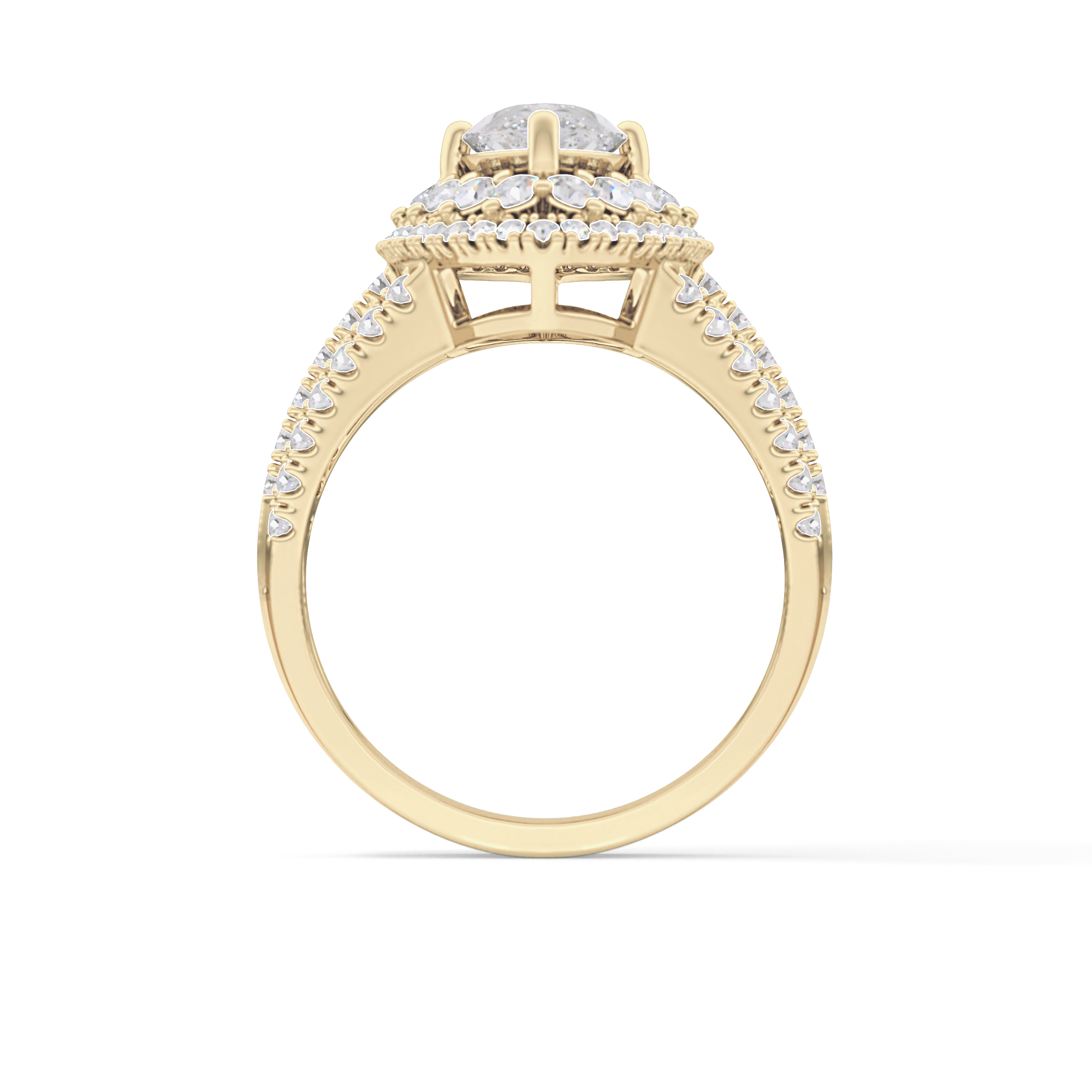 Marquise Double Halo & Split Shank Pave Lab Grown Diamond Engagement Ring