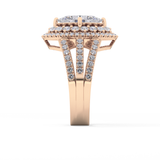 Marquise Double Halo & Split Shank Pave Lab Grown Diamond Engagement Ring
