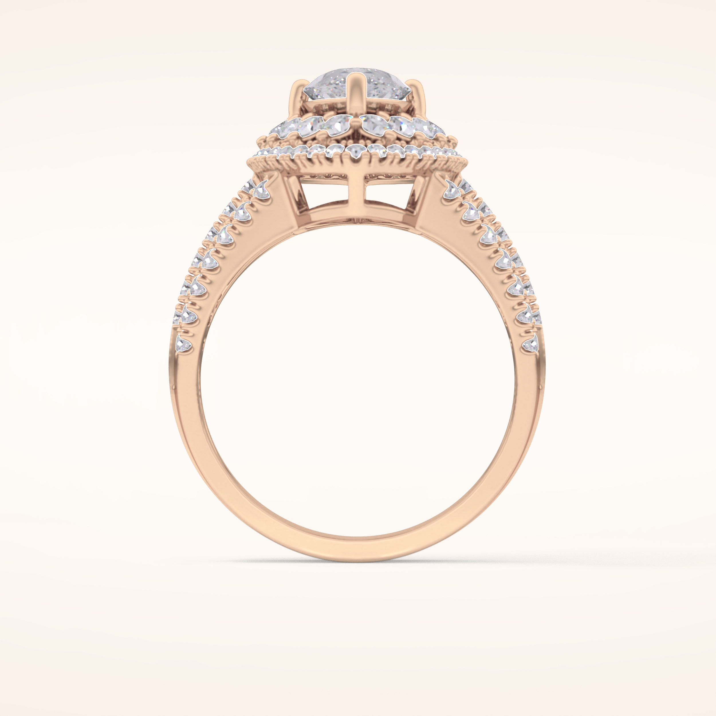 1.5 CT Marquise Shaped Double Halo, Pave & Split Shank Moissanite Engagement Ring