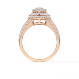 Marquise Double Halo & Split Shank Pave Lab Grown Diamond Engagement Ring