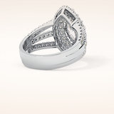 1.5 CT Marquise Shaped Double Halo, Pave & Split Shank Moissanite Engagement Ring