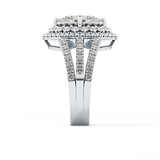 Marquise Double Halo & Split Shank Pave Lab Grown Diamond Engagement Ring