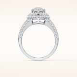 1.5 CT Marquise Shaped Double Halo, Pave & Split Shank Moissanite Engagement Ring