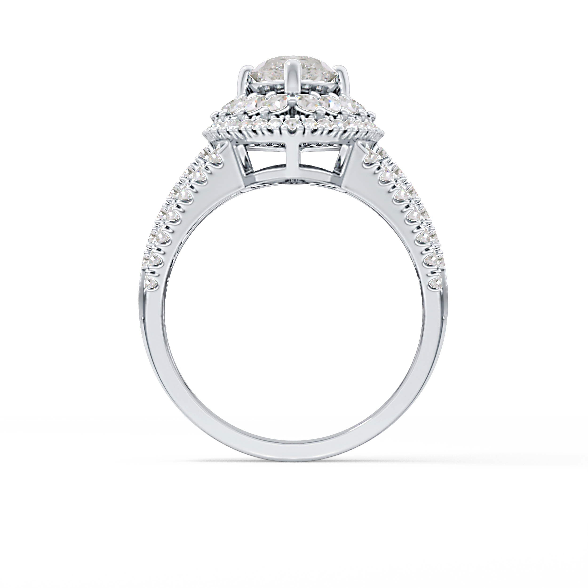 Marquise Double Halo & Split Shank Pave Lab Grown Diamond Engagement Ring
