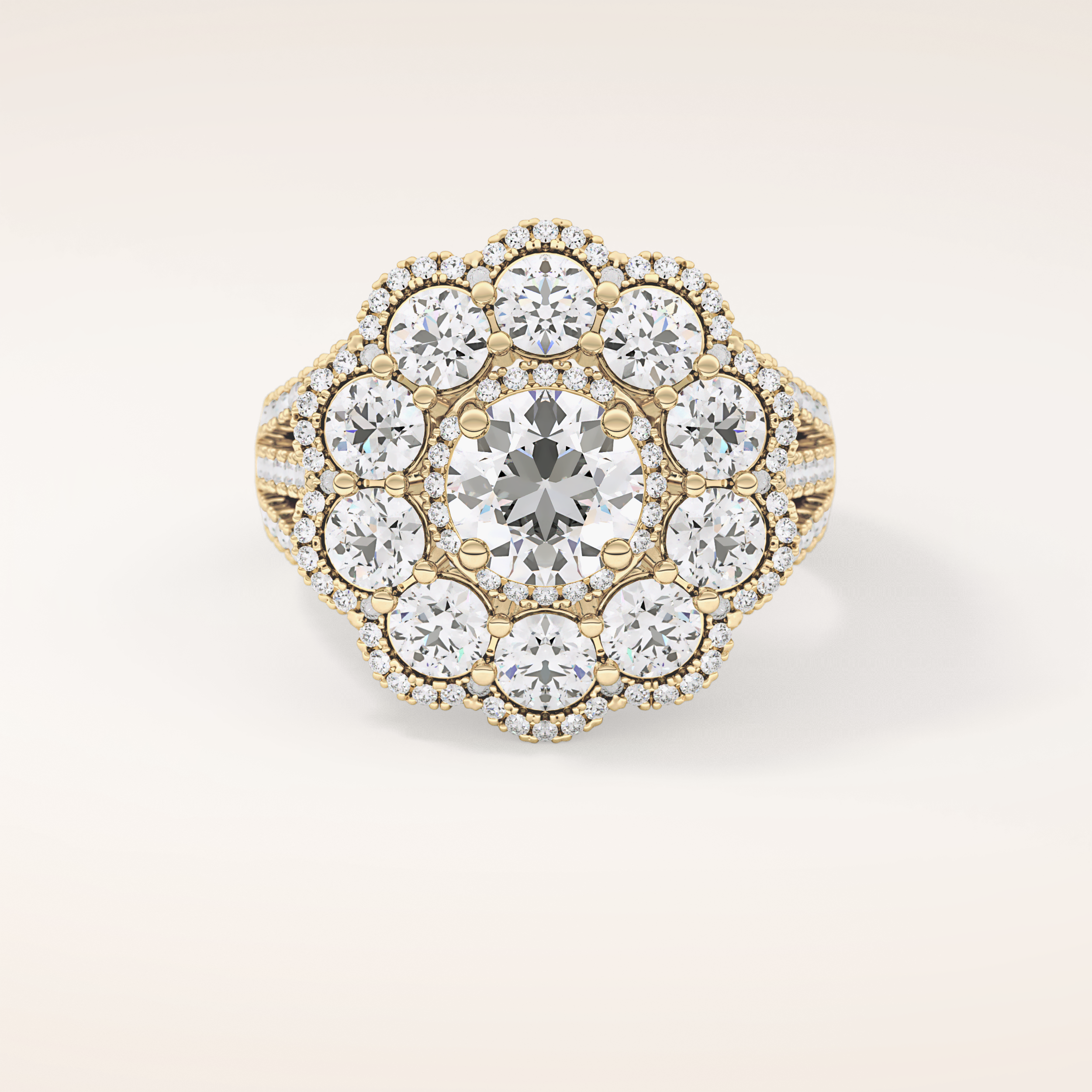 1.13 CT Round Shaped Cluster Moissanite Engagement Ring