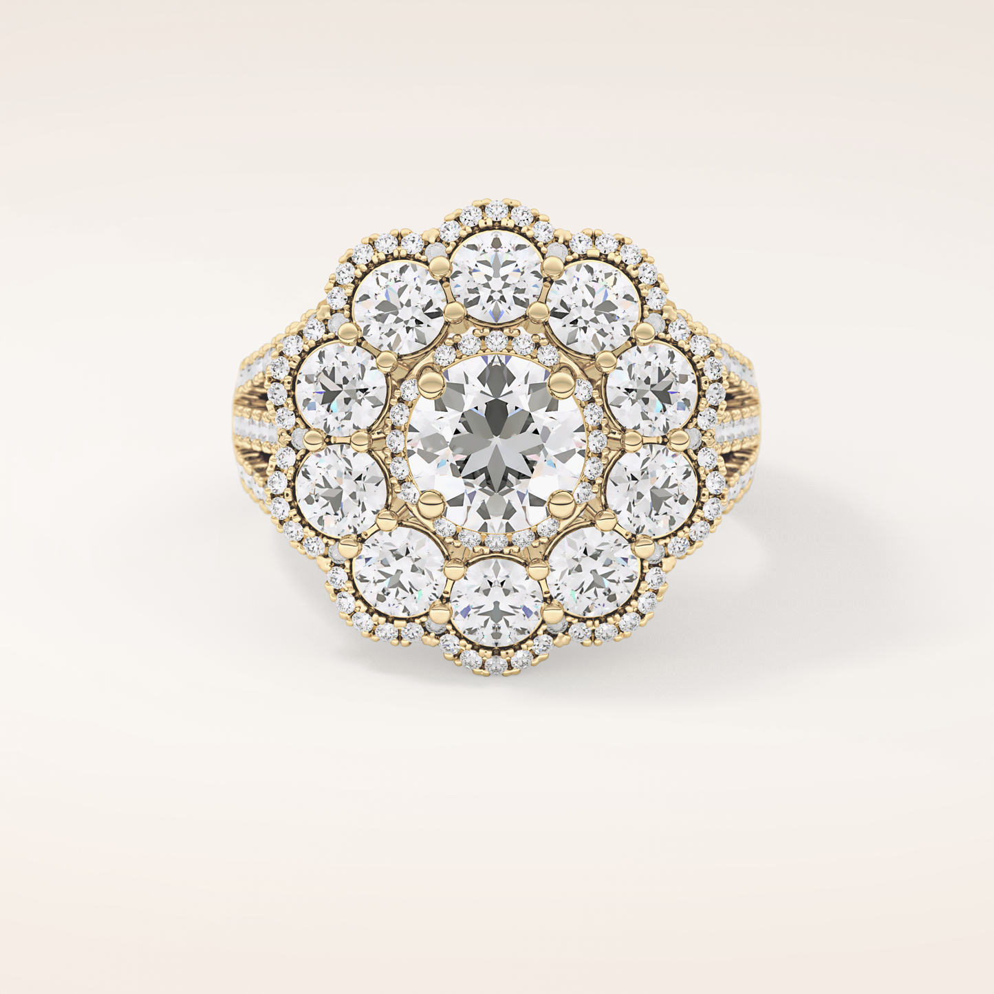 1.13 CT Round Shaped Cluster Moissanite Engagement Ring