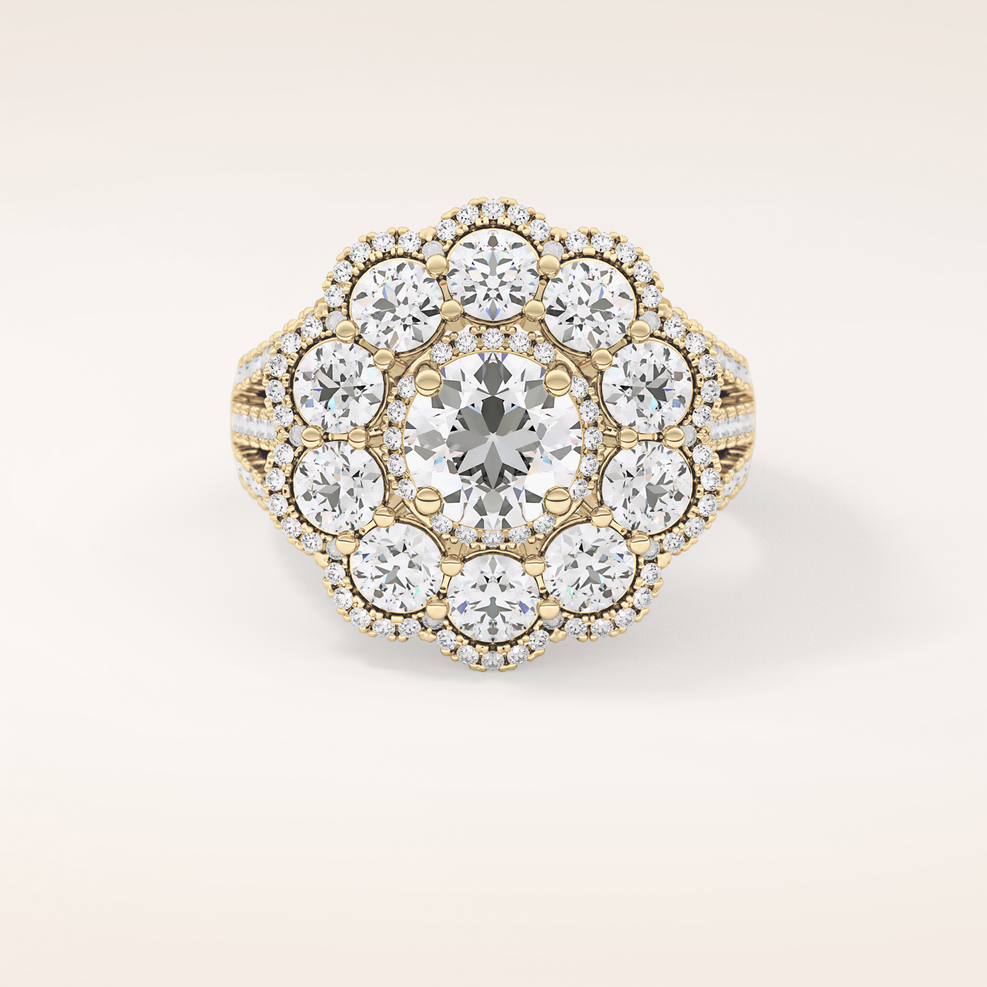 1.13 CT Round Shaped Cluster Moissanite Engagement Ring