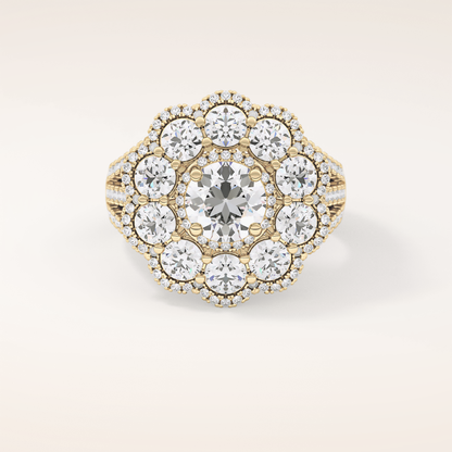 1.13 CT Round Shaped Cluster Moissanite Engagement Ring