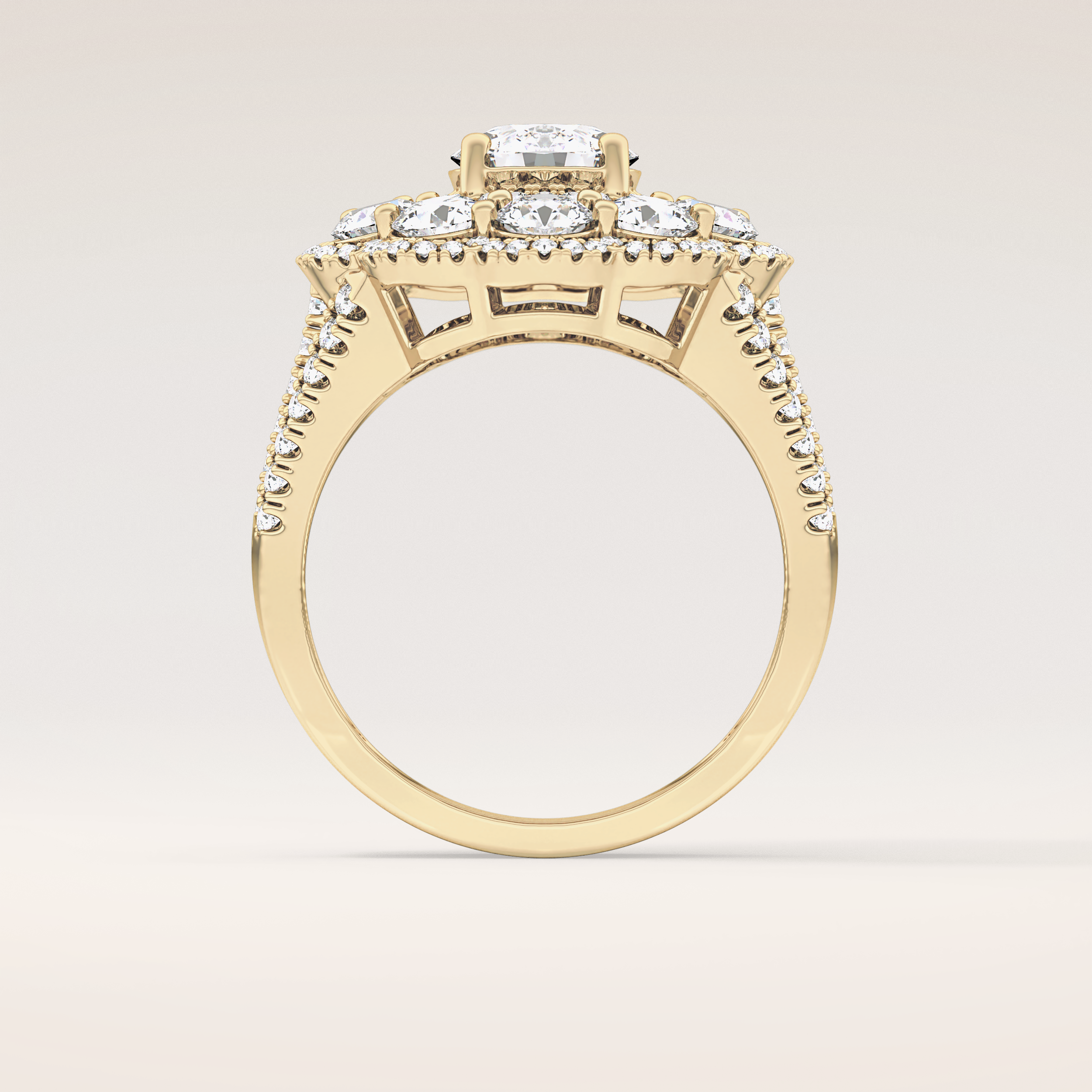 1.13 CT Round Shaped Cluster Moissanite Engagement Ring