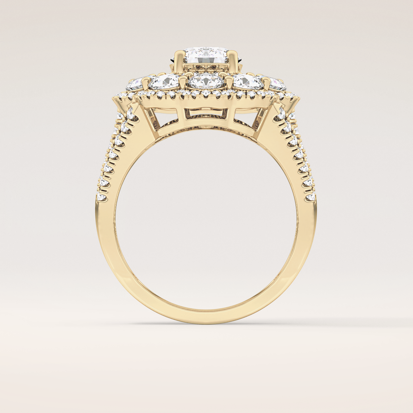 1.13 CT Round Shaped Cluster Moissanite Engagement Ring