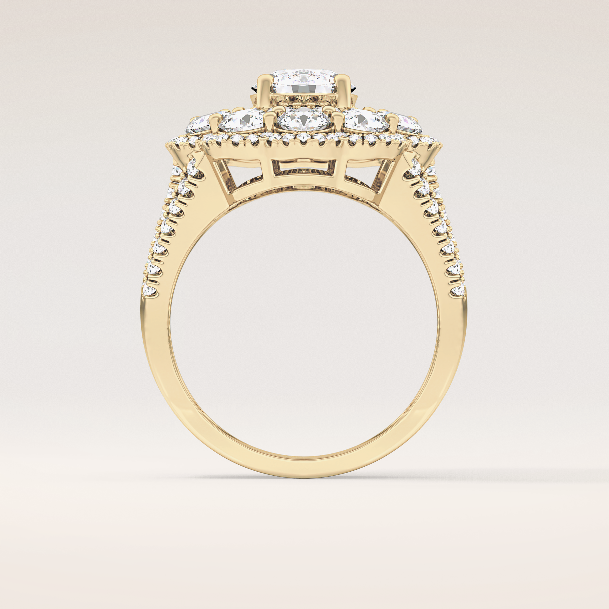 1.13 CT Round Shaped Cluster Moissanite Engagement Ring