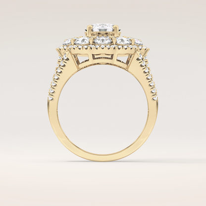 1.13 CT Round Shaped Cluster Moissanite Engagement Ring