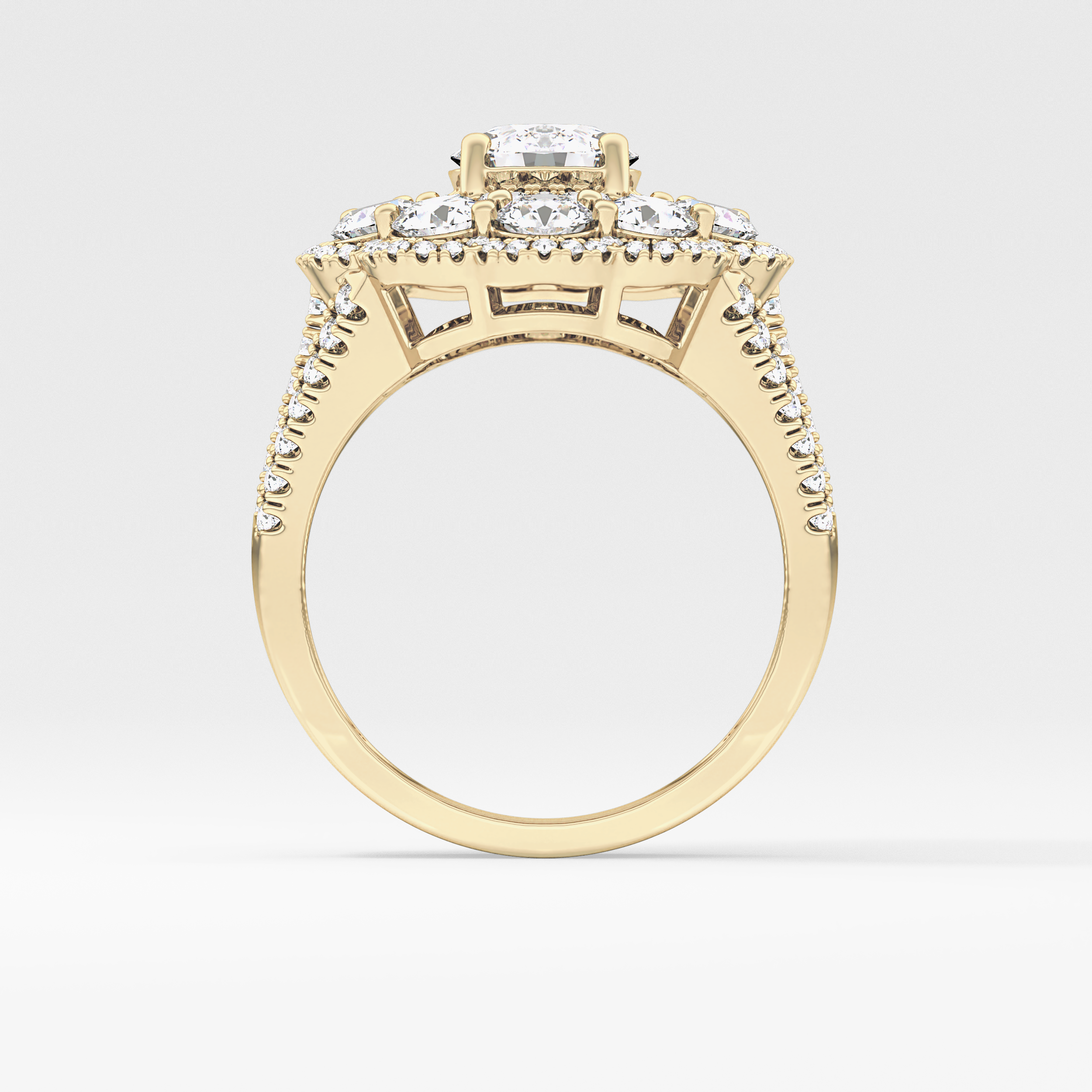 Round Halo & Split Shank Pave Lab Grown Diamond Engagement Ring