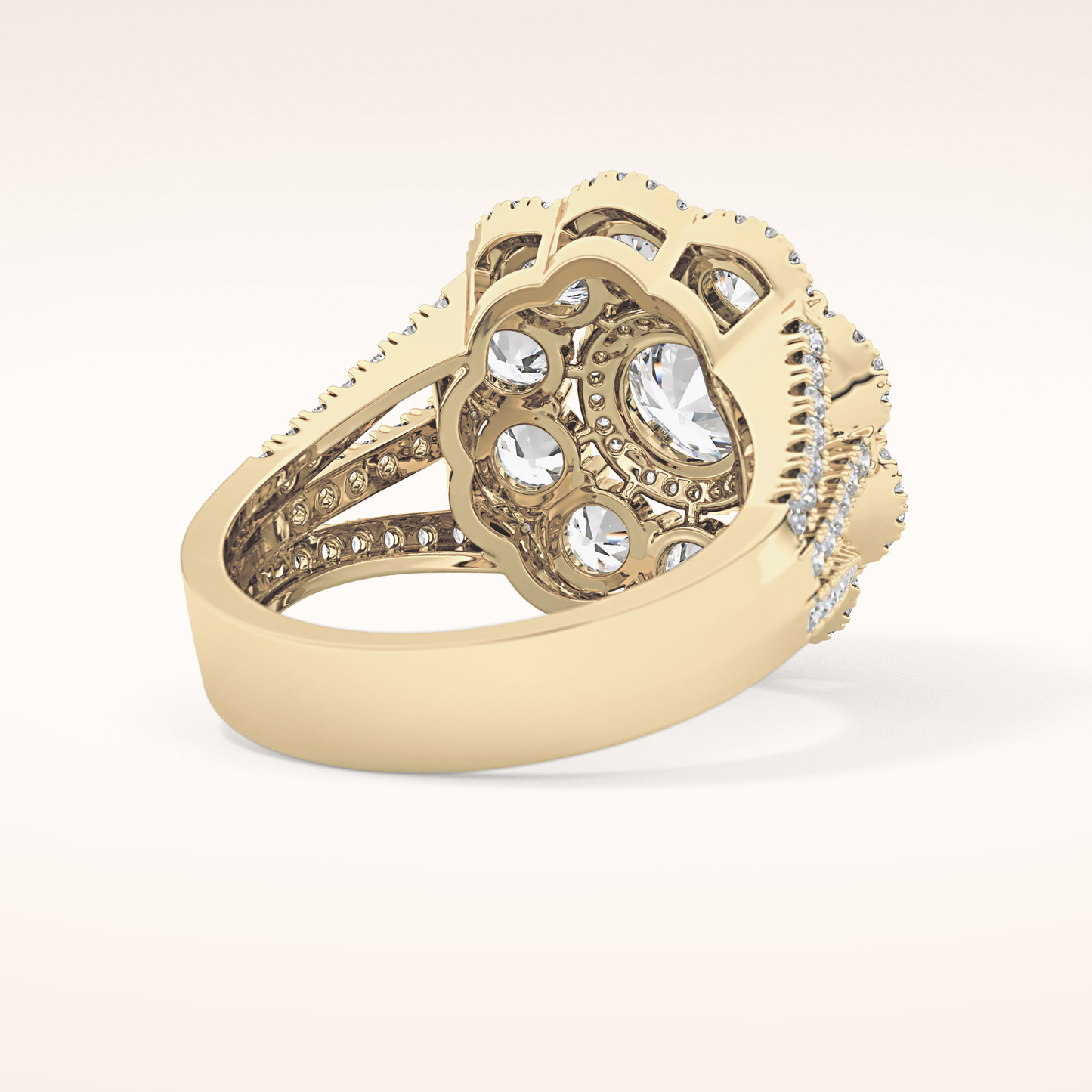 1.13 CT Round Shaped Cluster Moissanite Engagement Ring