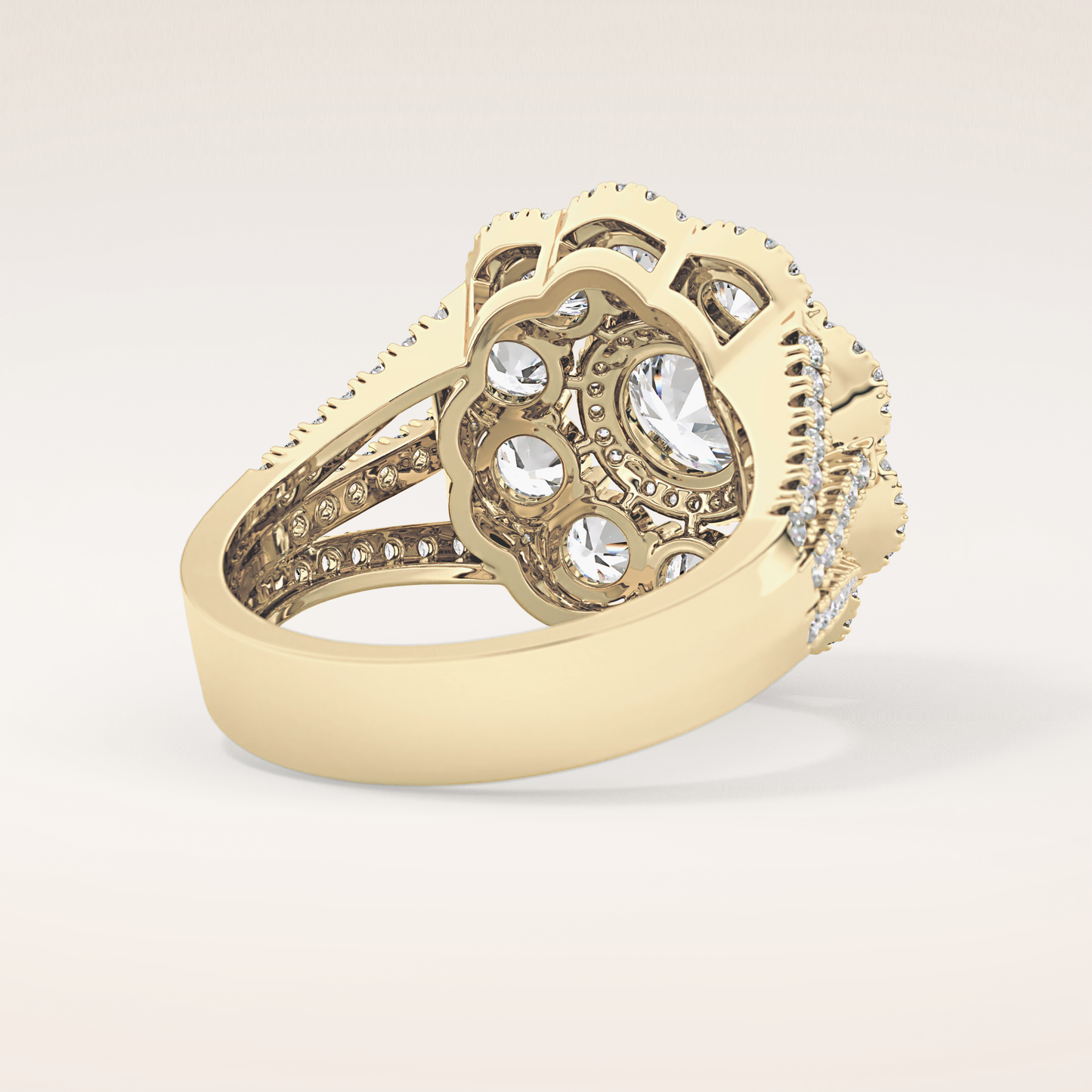 1.13 CT Round Shaped Cluster Moissanite Engagement Ring