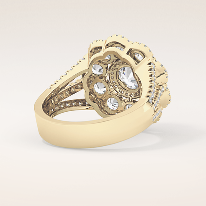 1.13 CT Round Shaped Cluster Moissanite Engagement Ring