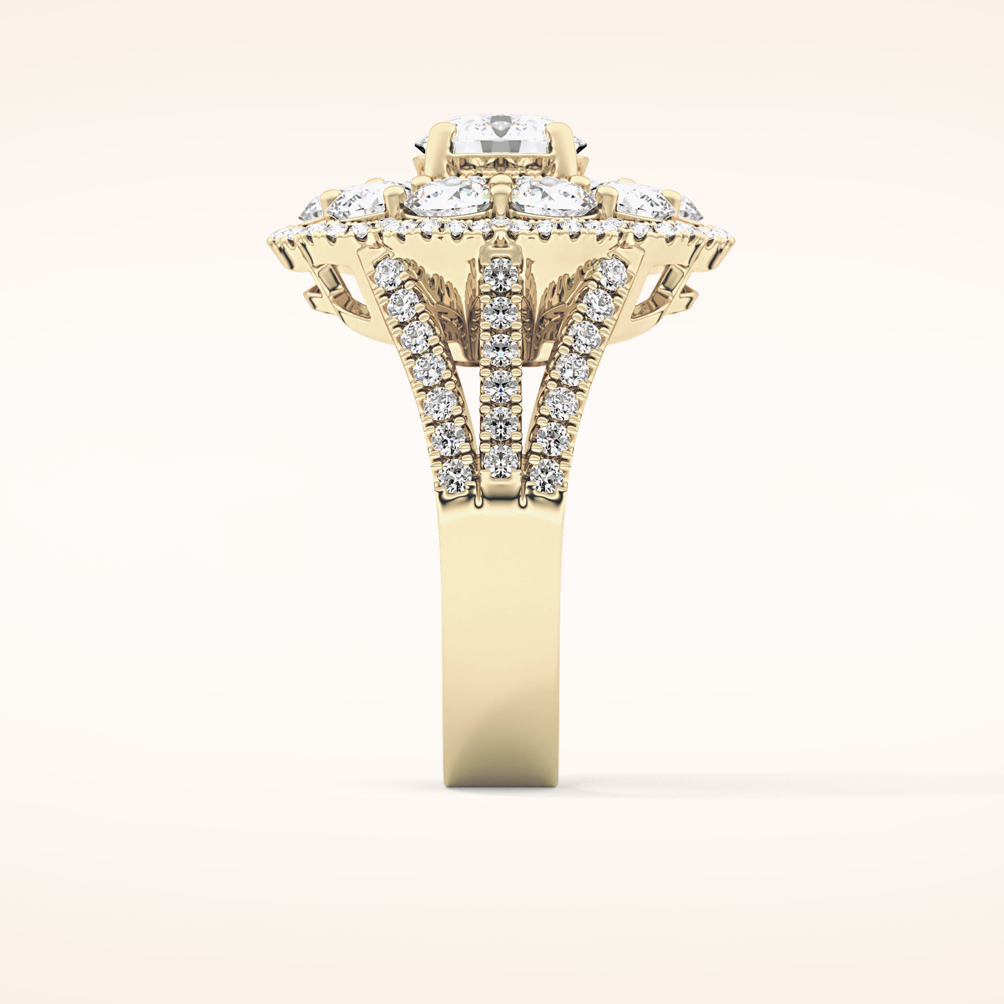 1.13 CT Round Shaped Cluster Moissanite Engagement Ring