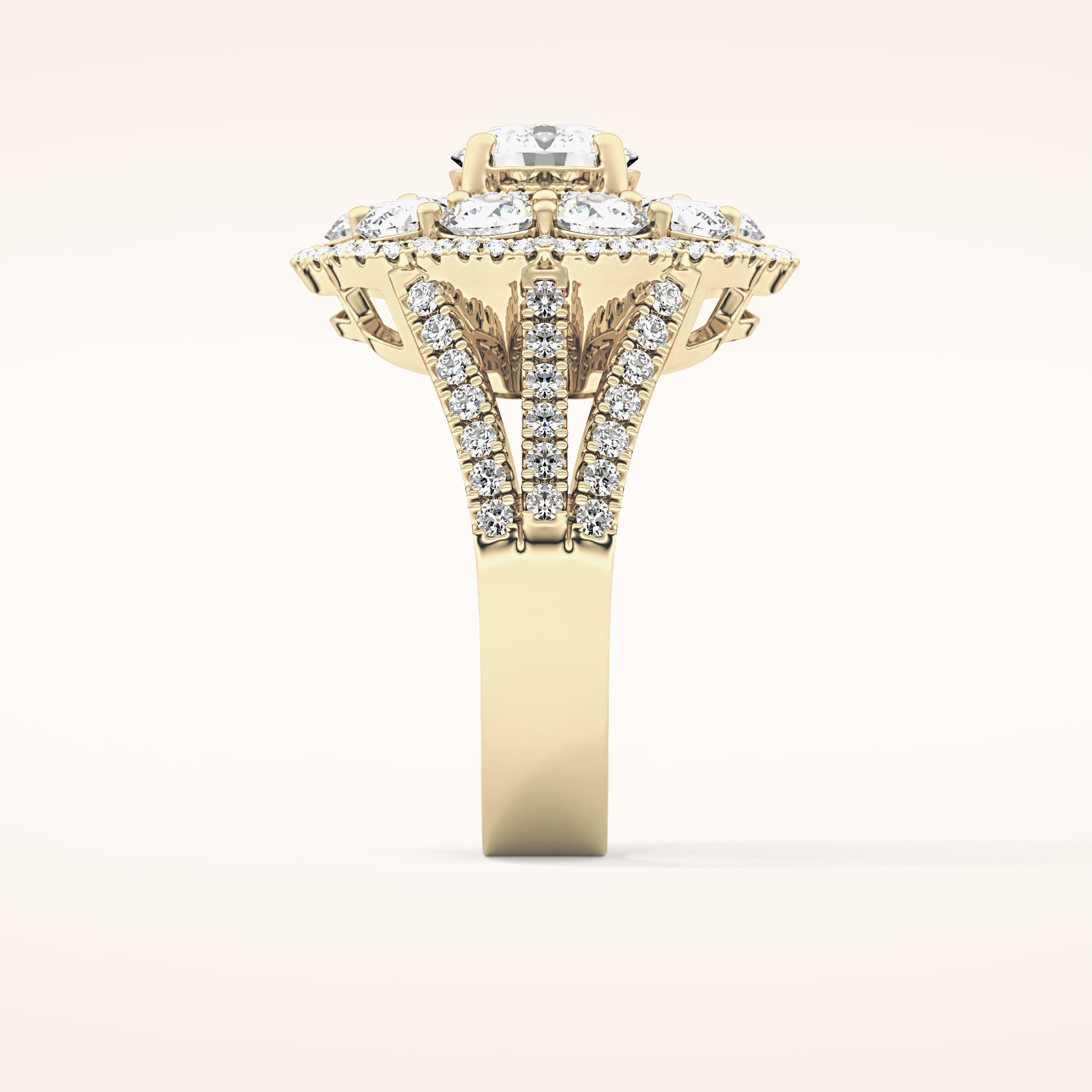 1.13 CT Round Shaped Cluster Moissanite Engagement Ring