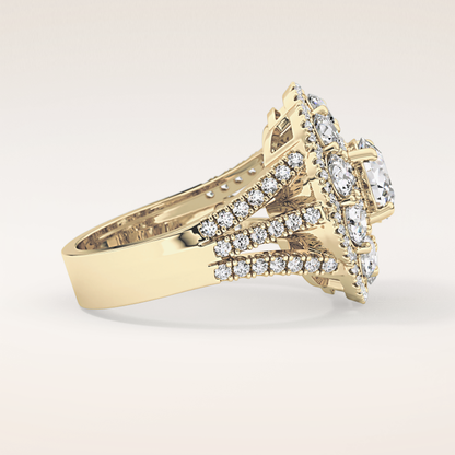 1.13 CT Round Shaped Cluster Moissanite Engagement Ring