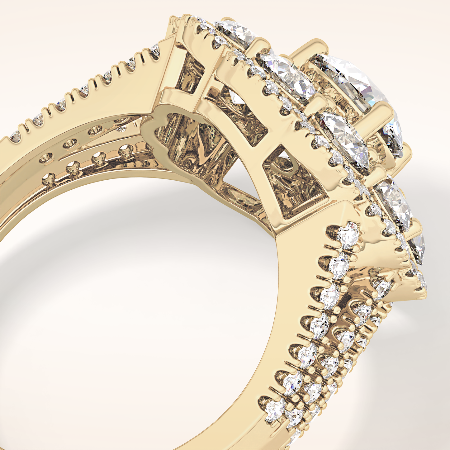 1.13 CT Round Shaped Cluster Moissanite Engagement Ring