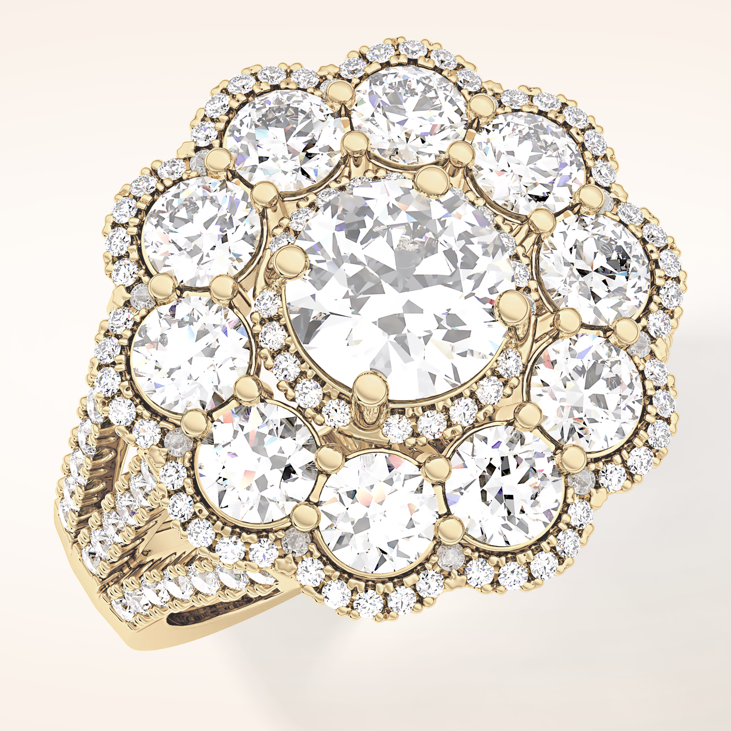 1.13 CT Round Shaped Cluster Moissanite Engagement Ring