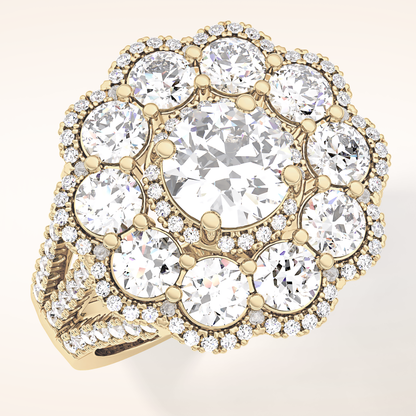 1.13 CT Round Shaped Cluster Moissanite Engagement Ring