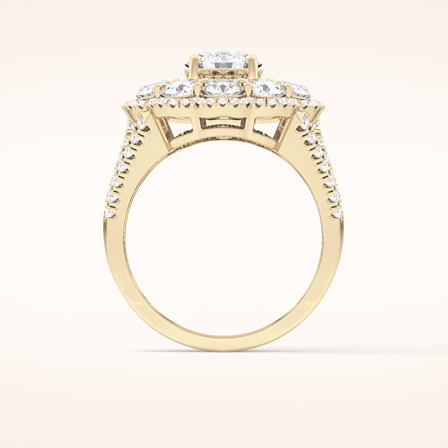 1.13 CT Round Shaped Cluster Moissanite Engagement Ring