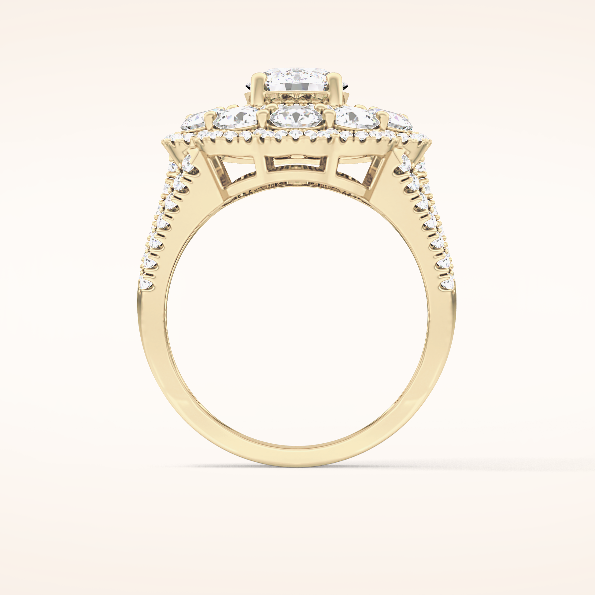 1.13 CT Round Shaped Cluster Moissanite Engagement Ring