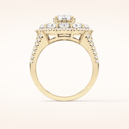 1.13 CT Round Shaped Cluster Moissanite Engagement Ring