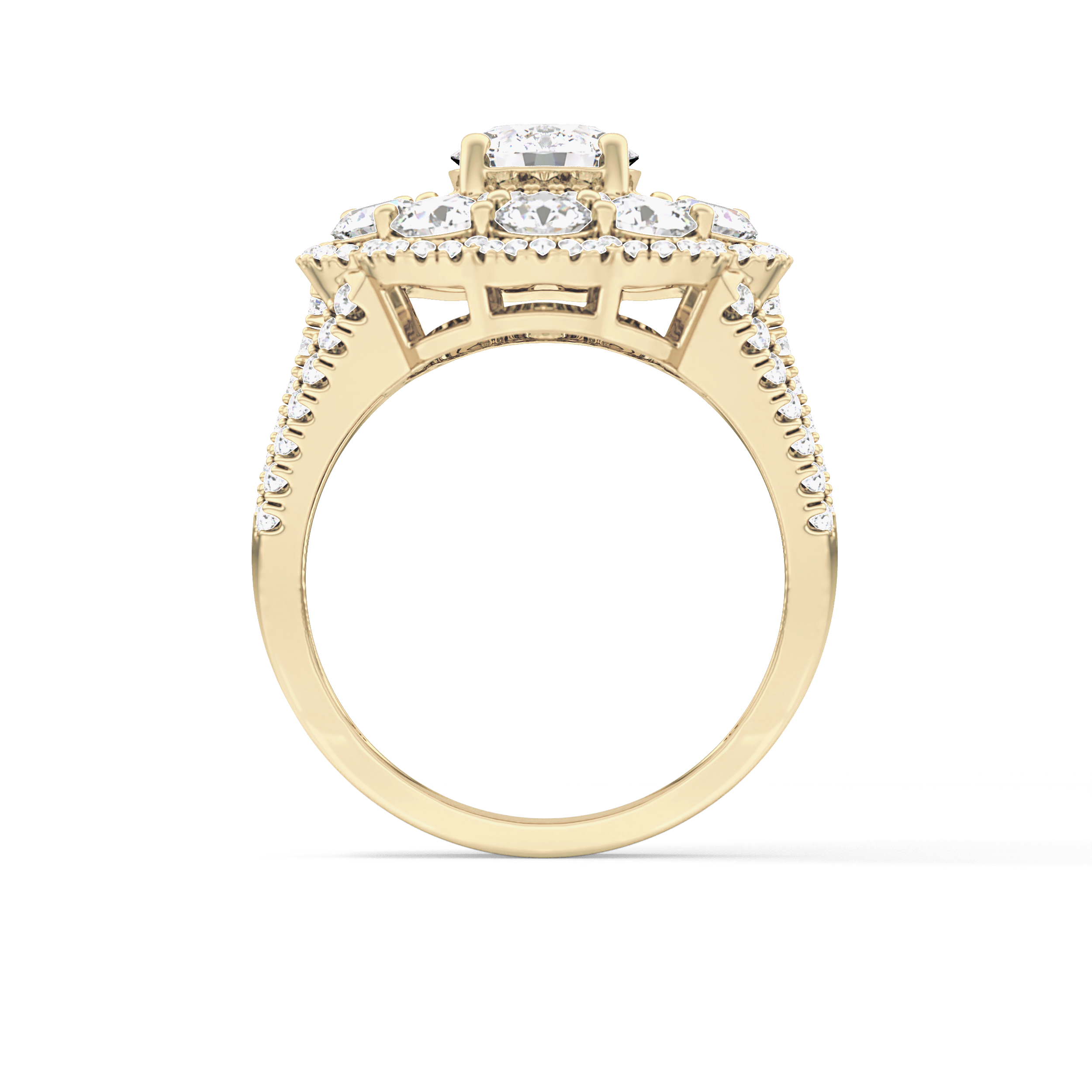 Round Halo & Split Shank Pave Lab Grown Diamond Engagement Ring