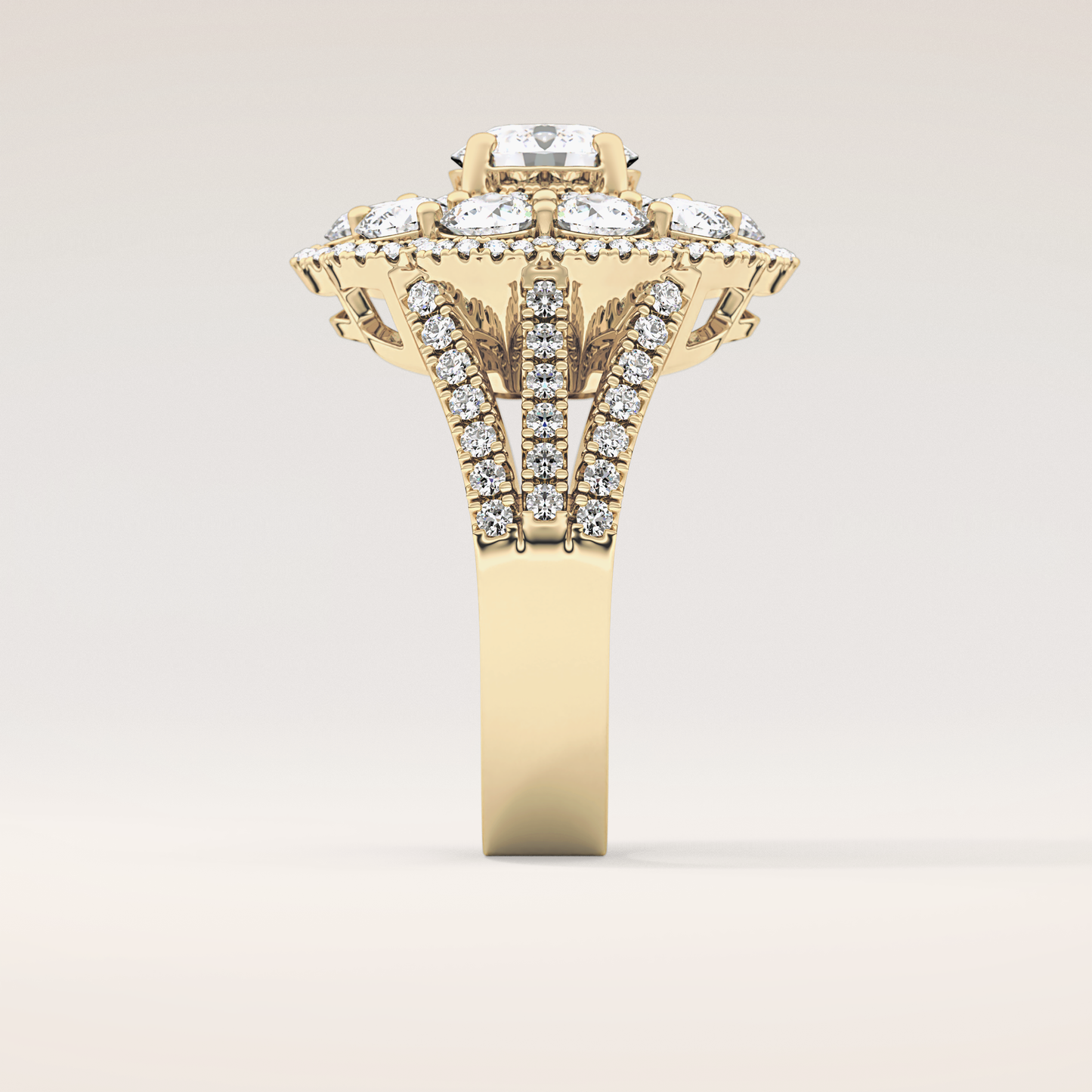 1.13 CT Round Shaped Cluster Moissanite Engagement Ring