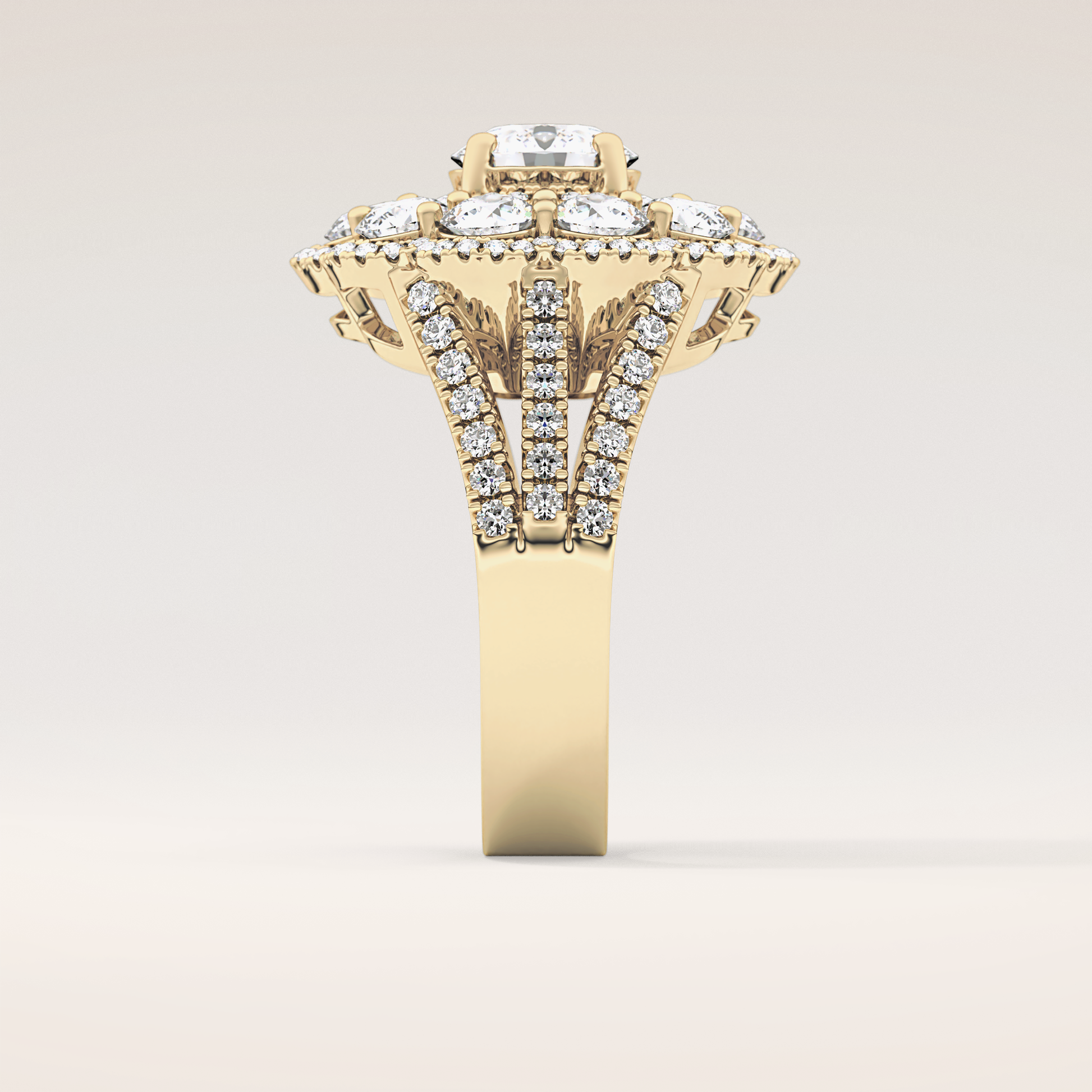 1.13 CT Round Shaped Cluster Moissanite Engagement Ring