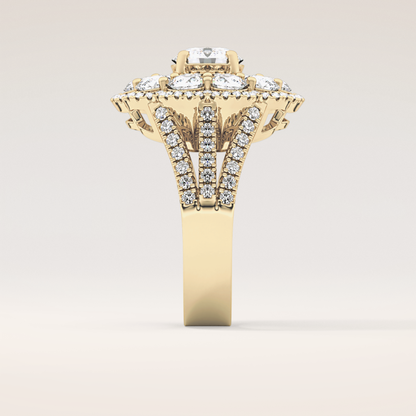 1.13 CT Round Shaped Cluster Moissanite Engagement Ring