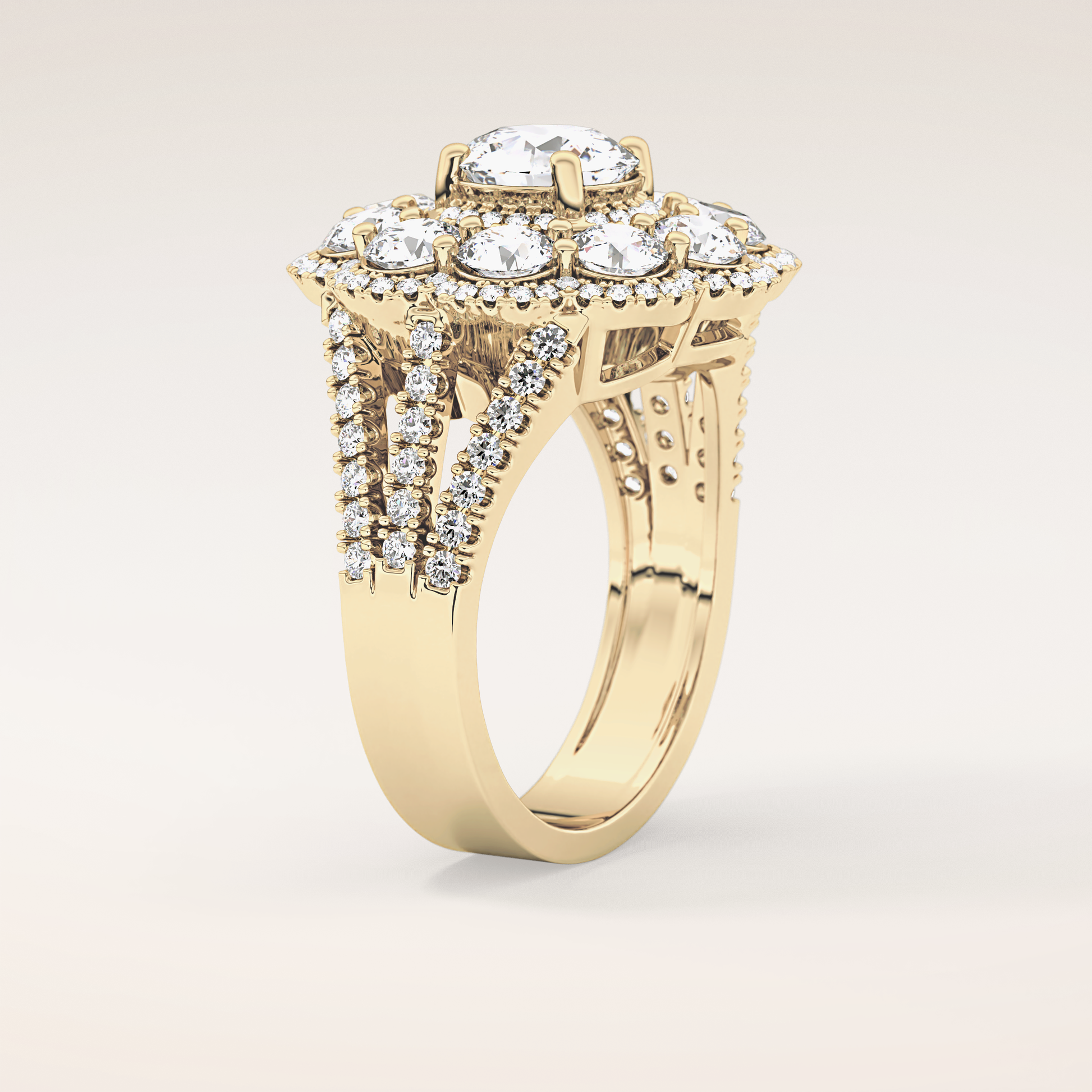 1.13 CT Round Shaped Cluster Moissanite Engagement Ring