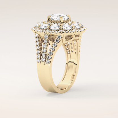 1.13 CT Round Shaped Cluster Moissanite Engagement Ring