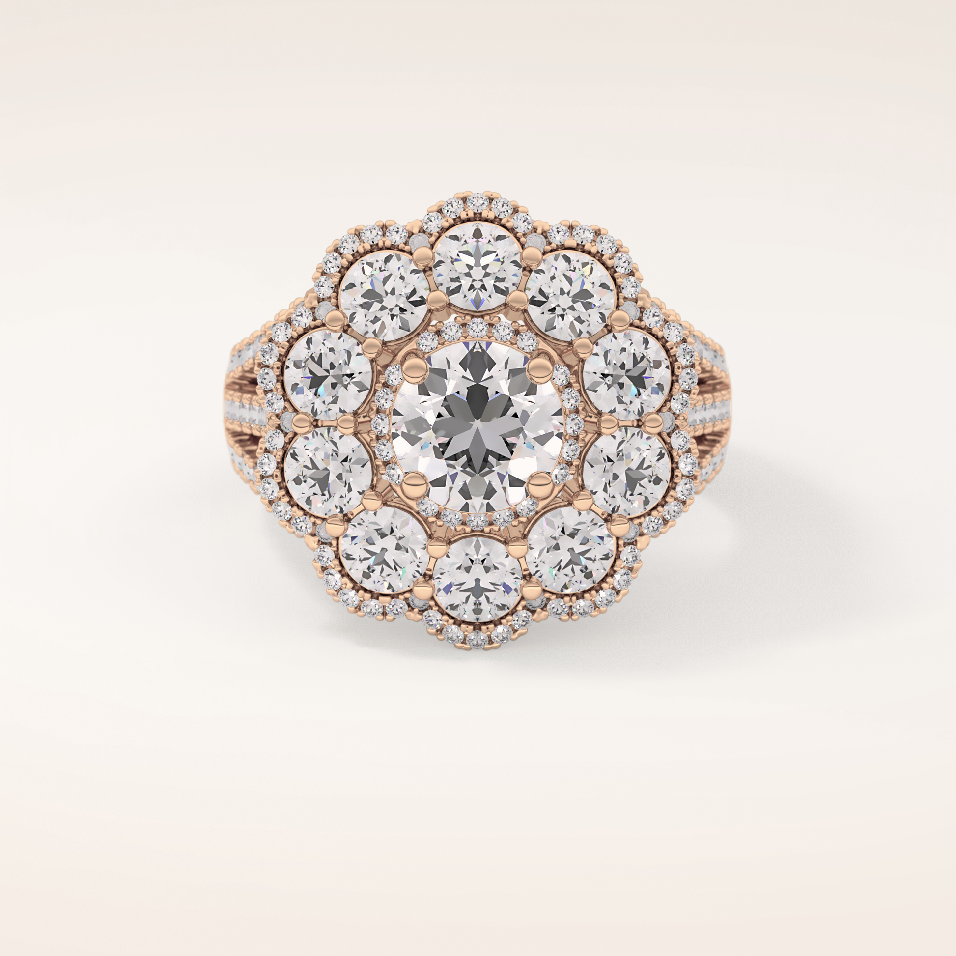 1.13 CT Round Shaped Cluster Moissanite Engagement Ring