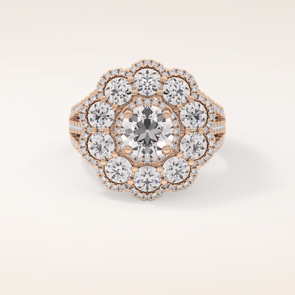 1.13 CT Round Shaped Cluster Moissanite Engagement Ring